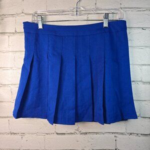 WOMENS COBALT BLUE PLEATED SKORT POLYESTER UNBRANDED SIZE LARGE EUC